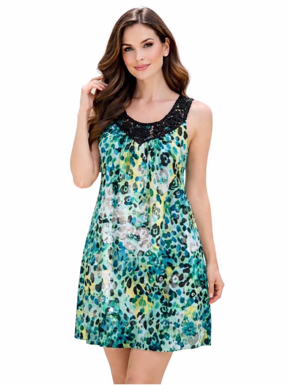 NEW White Stag Green and Blue Patterned Mini Dress